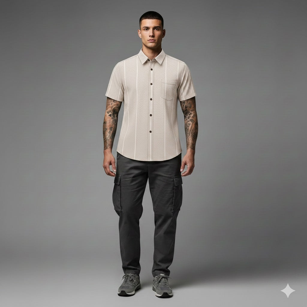 Men Espresso Striped Casual Shirt