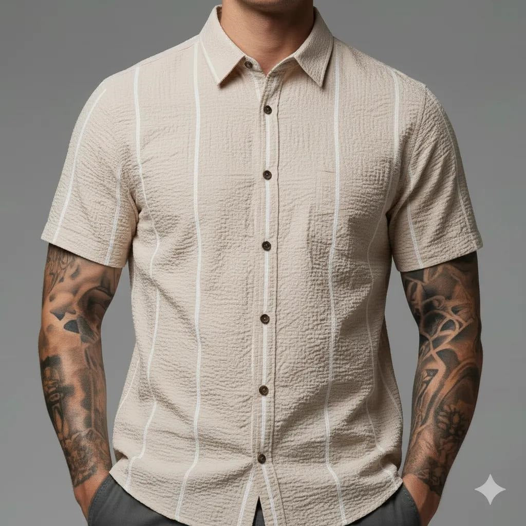 Men Espresso Striped Casual Shirt