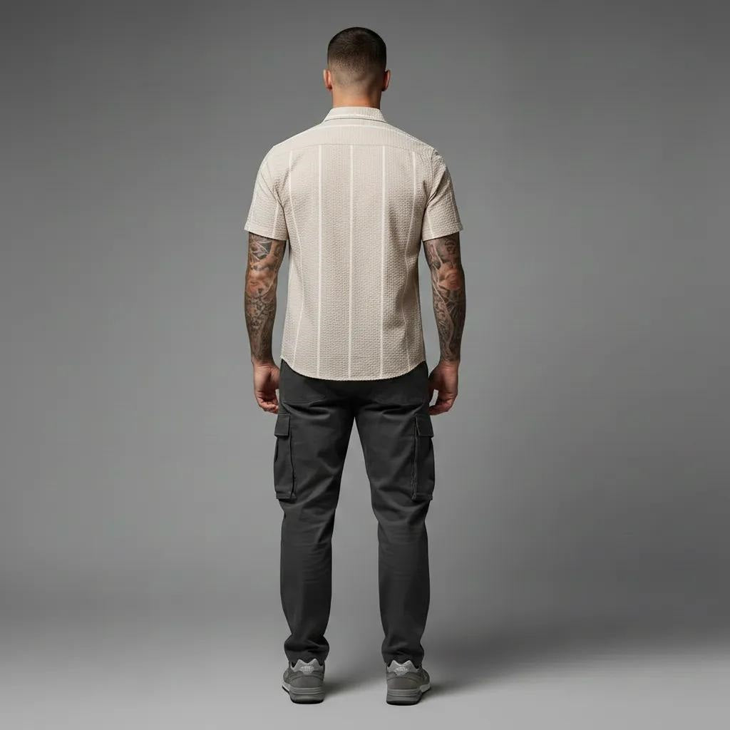 Men Espresso Striped Casual Shirt