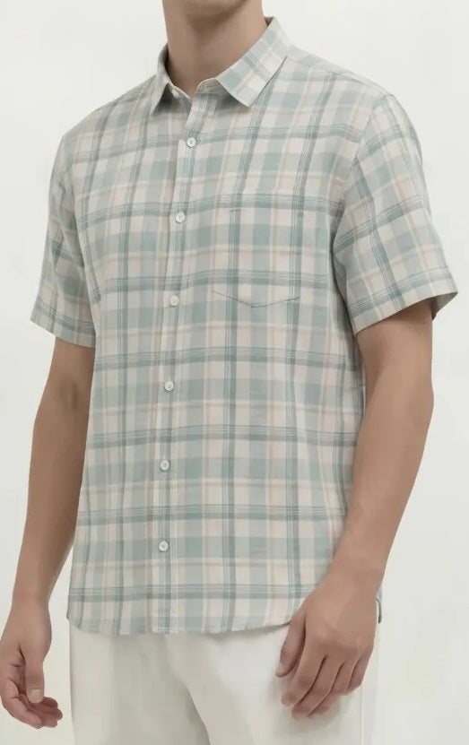 Men Mint Checked Casual Shirt