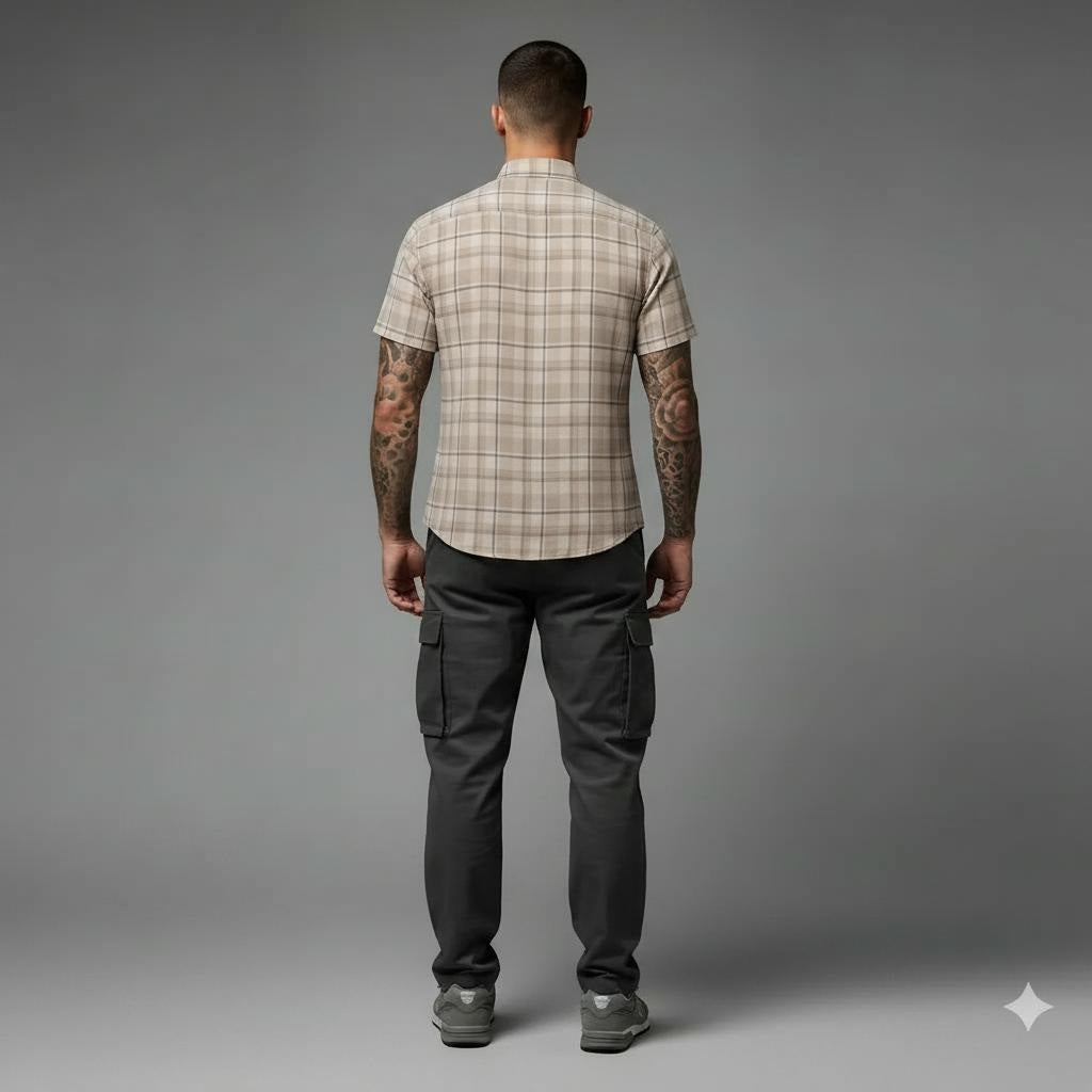 Men Natural Checked Casual Shirt
