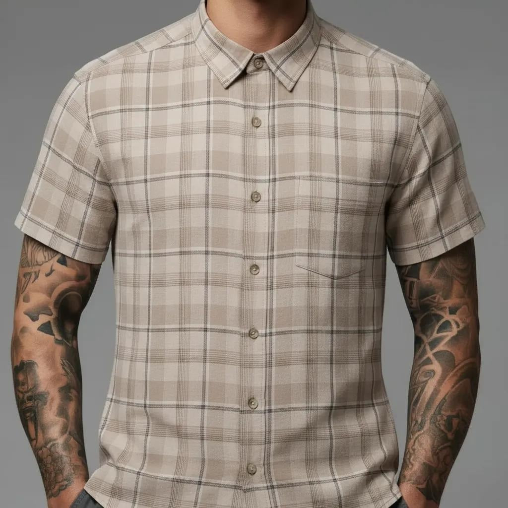 Men Natural Checked Casual Shirt