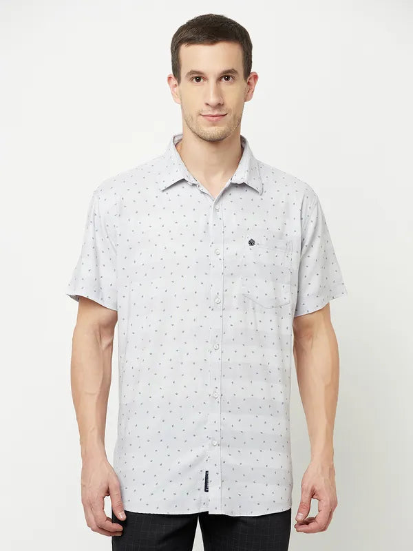 Mettle Men Grey Printed Casual Shirt