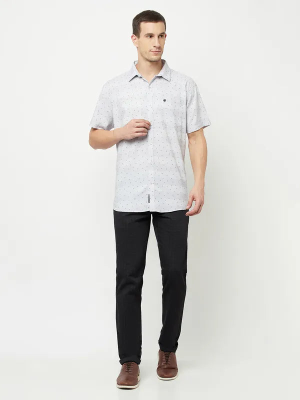 Mettle Men Grey Printed Casual Shirt