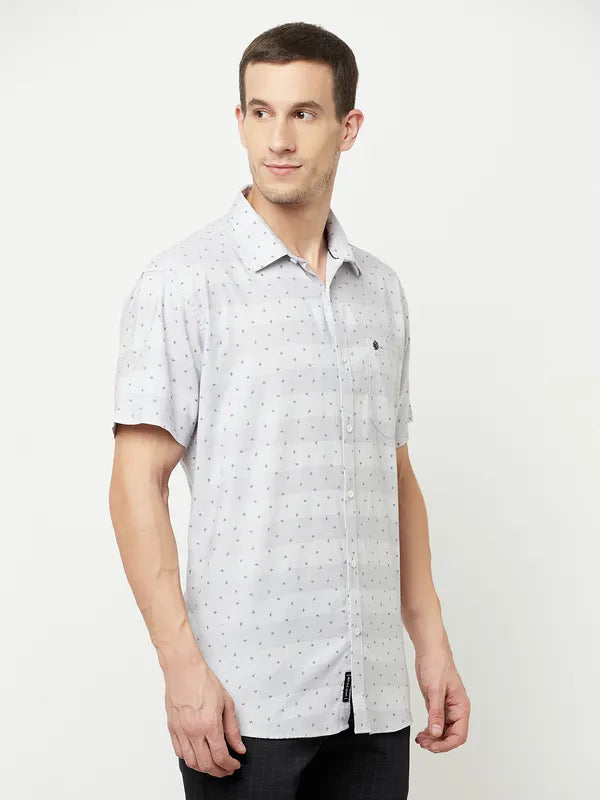 Mettle Men Grey Printed Casual Shirt