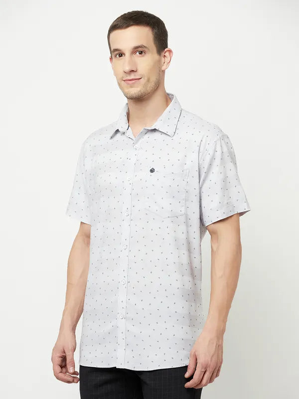 Mettle Men Grey Printed Casual Shirt