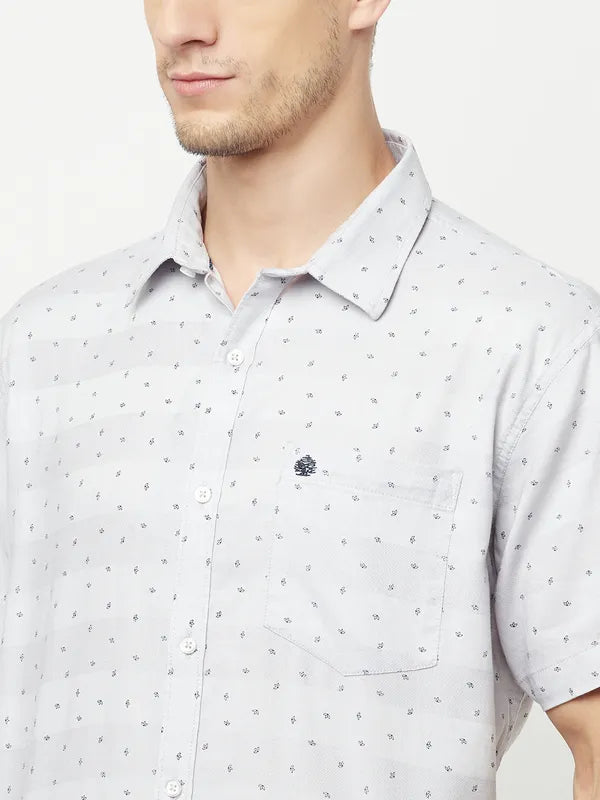 Mettle Men Grey Printed Casual Shirt