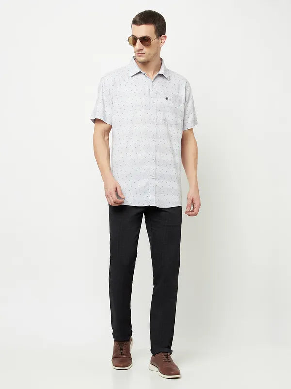 Mettle Men Grey Printed Casual Shirt