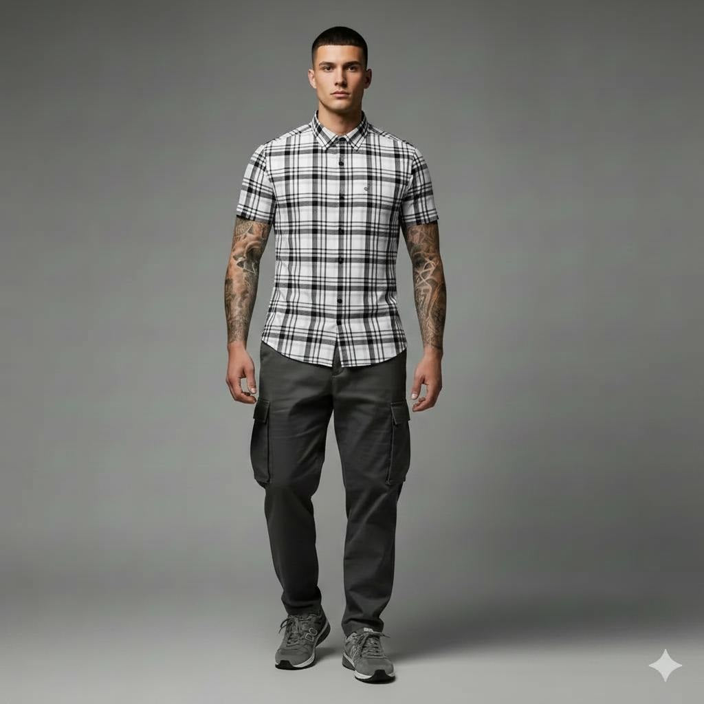Men Light Olive Tartan Checks Checked Casual Shirt