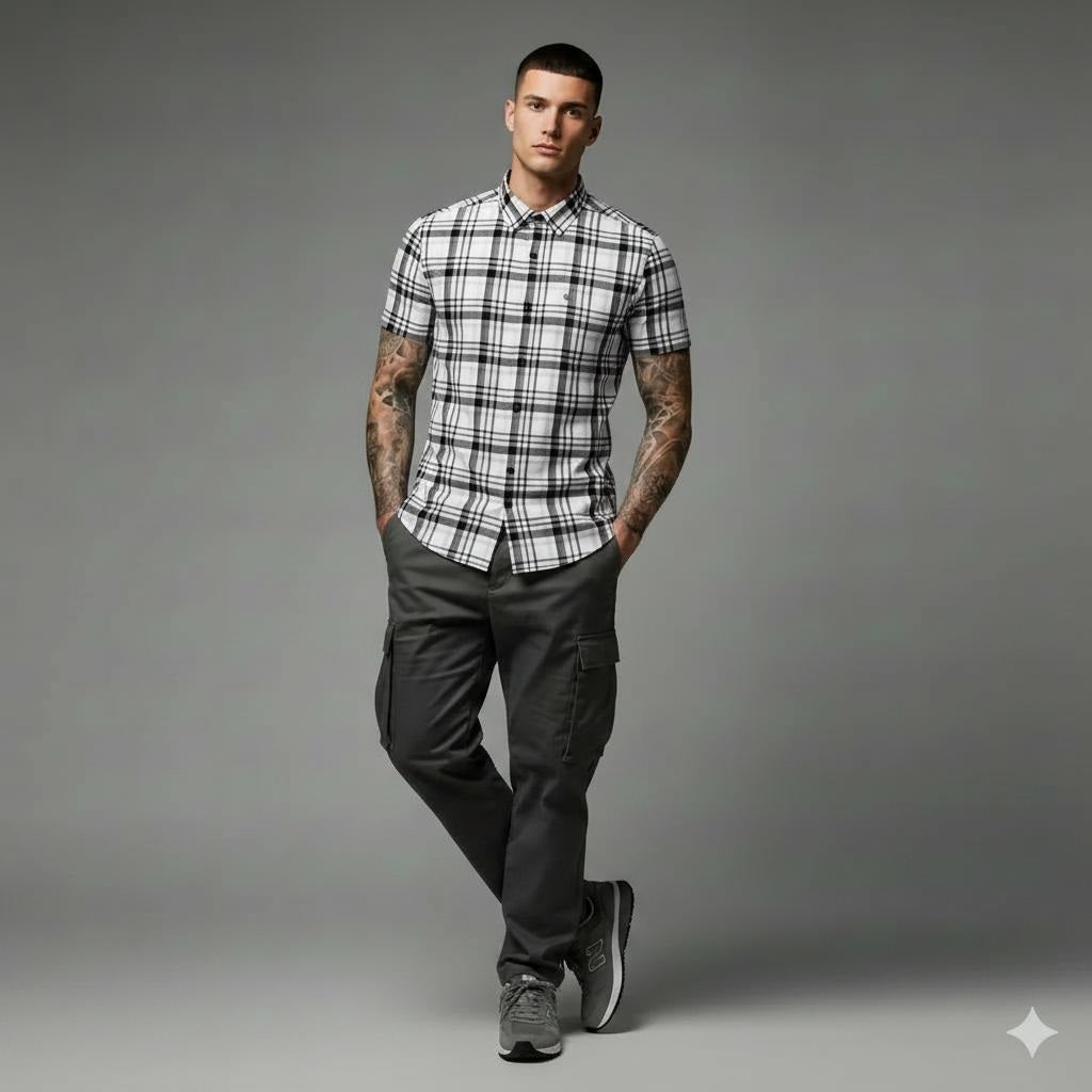 Men Light Olive Tartan Checks Checked Casual Shirt