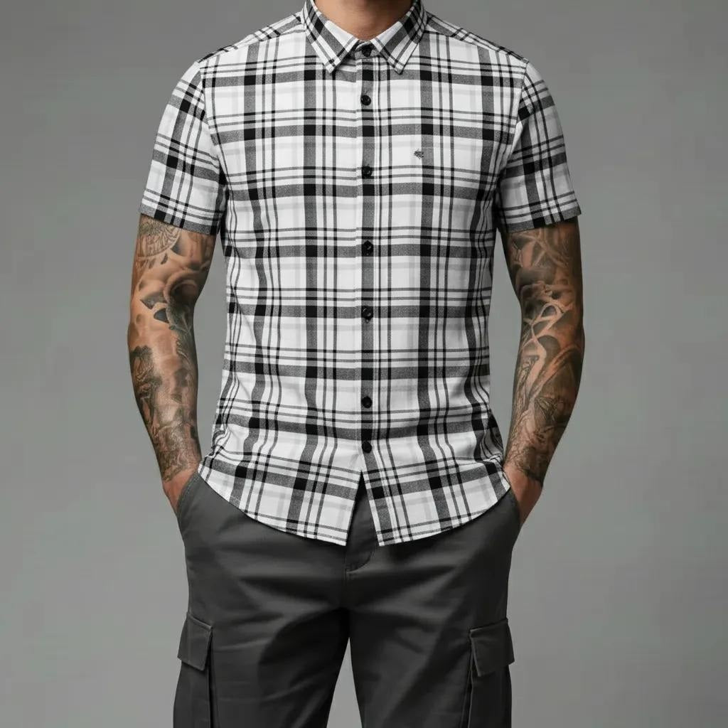 Men Light Olive Tartan Checks Checked Casual Shirt