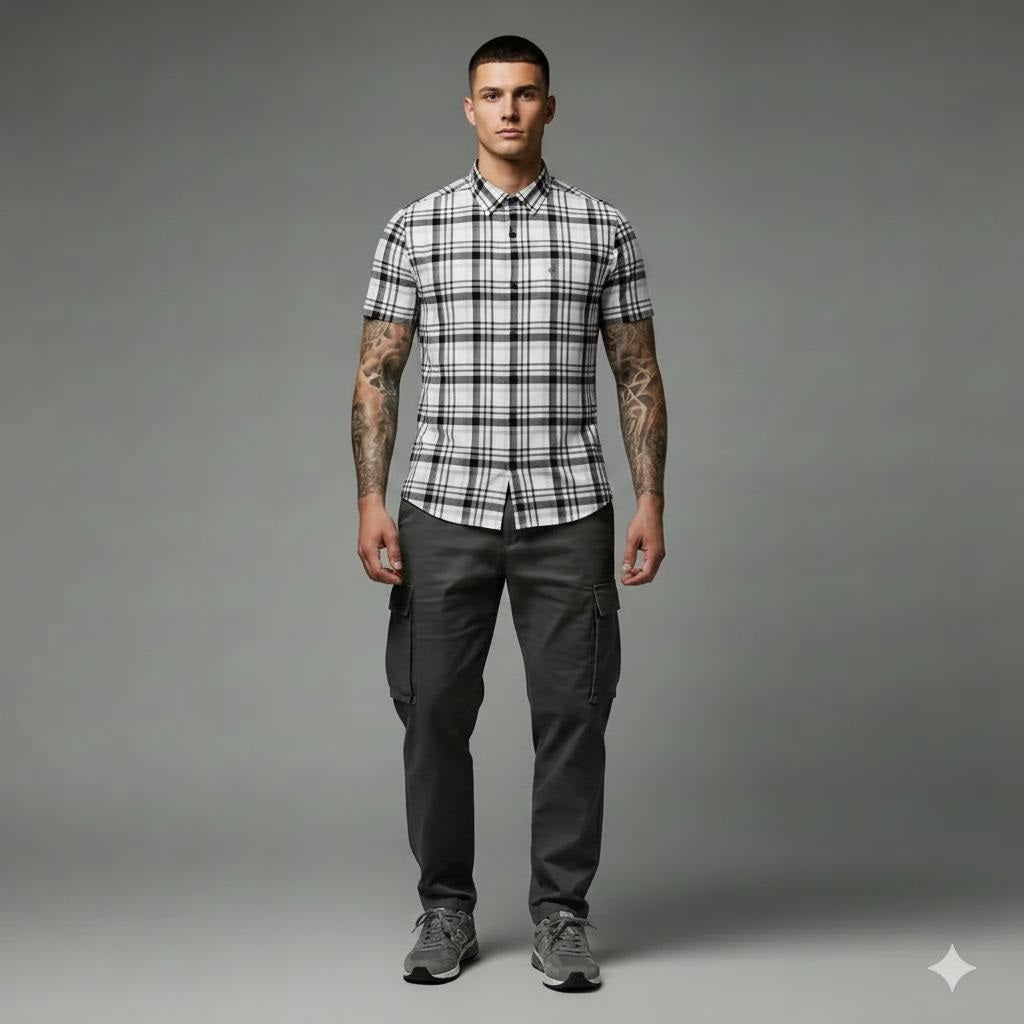 Men Light Olive Tartan Checks Checked Casual Shirt