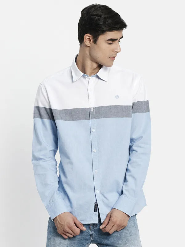 Men Blue Striped Casual Shirt