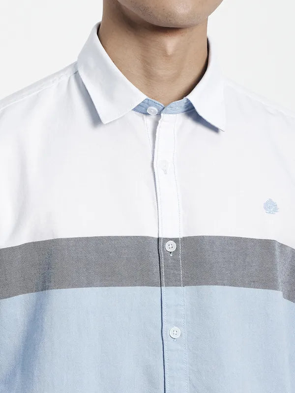 Men Blue Striped Casual Shirt