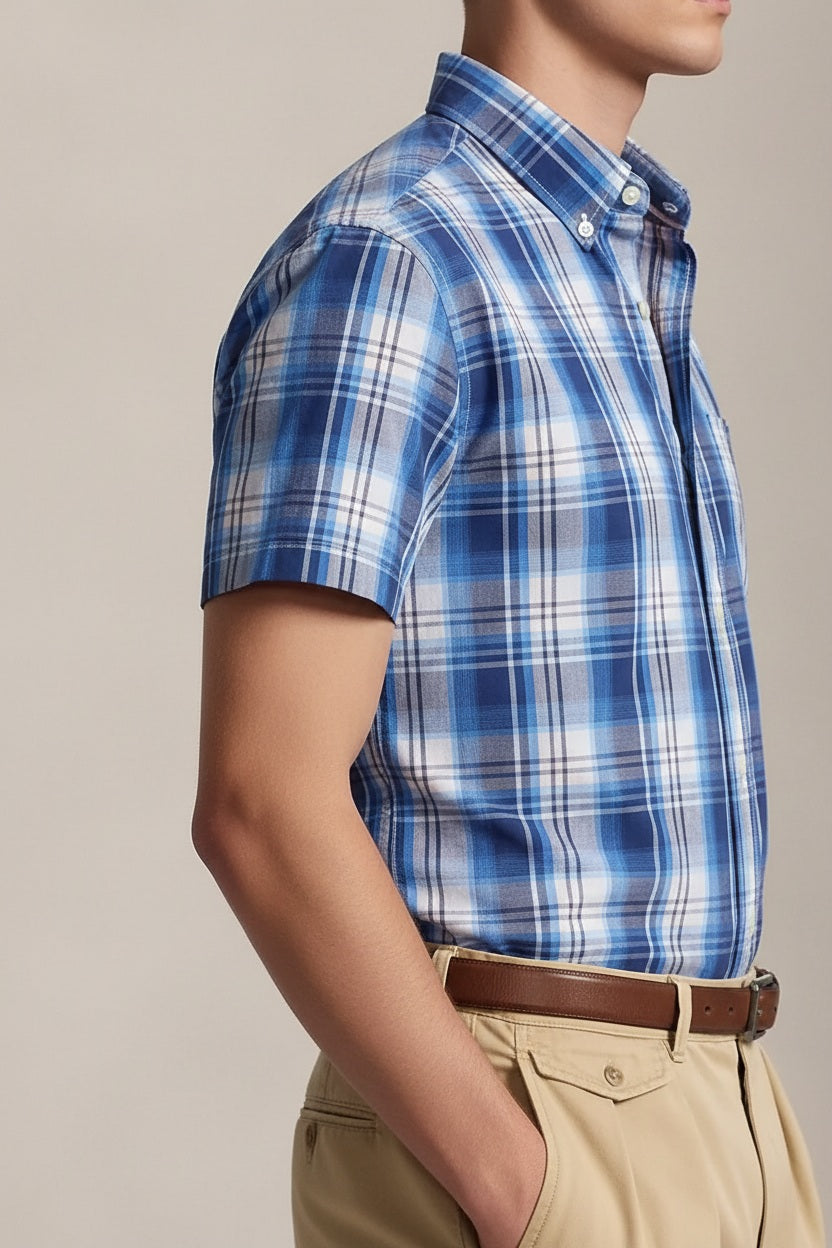 Men Denim Checked Casual Shirt