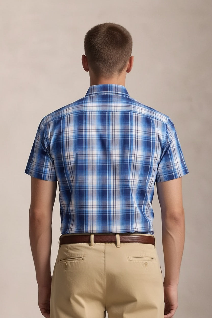 Men Denim Checked Casual Shirt