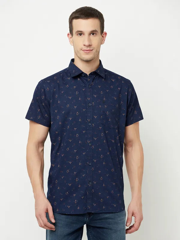 Mettle Men Blue Printed Casual Shirt