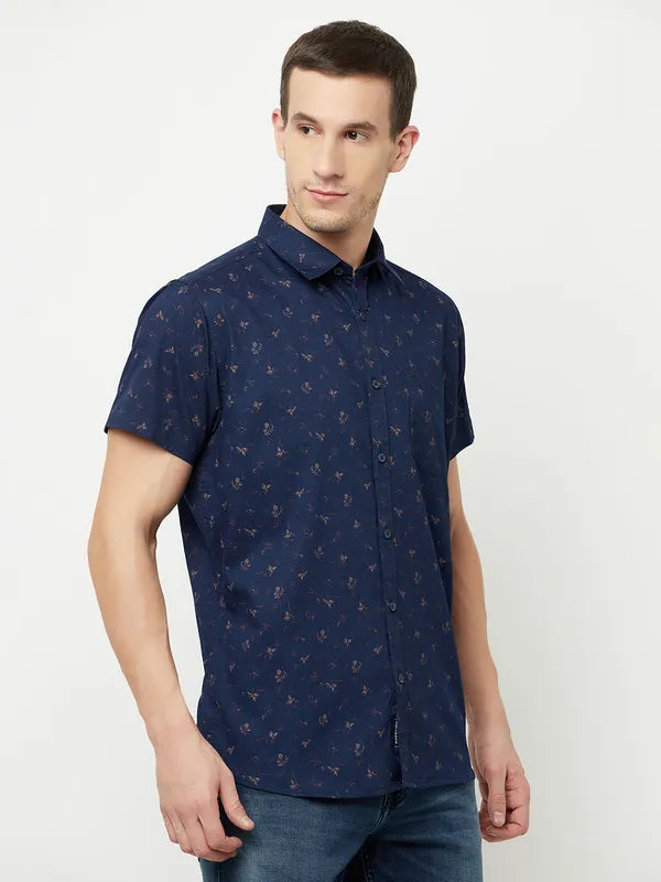 Mettle Men Blue Printed Casual Shirt