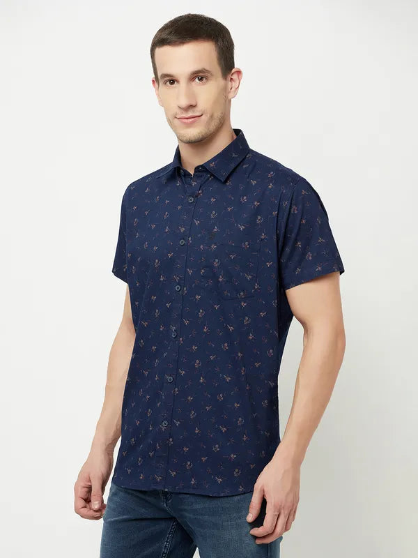 Mettle Men Blue Printed Casual Shirt