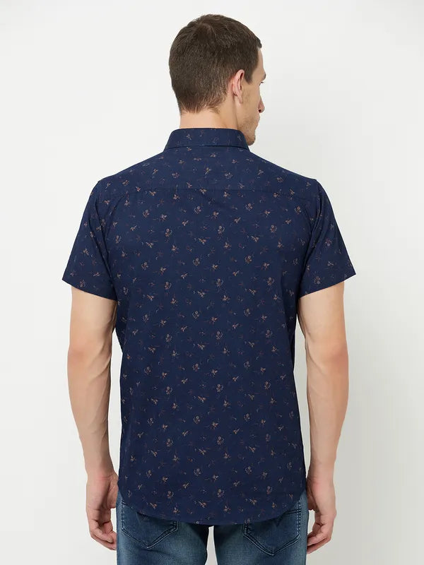 Mettle Men Blue Printed Casual Shirt