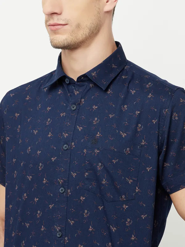 Mettle Men Blue Printed Casual Shirt