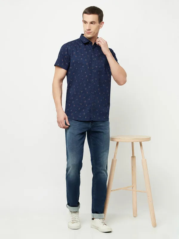 Mettle Men Blue Printed Casual Shirt