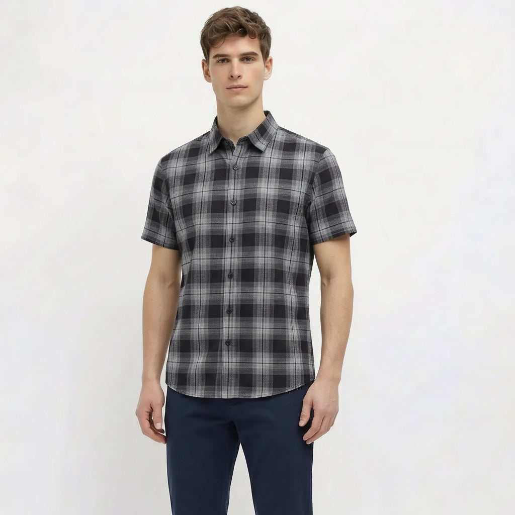 Men Black Checked Casual Shirt