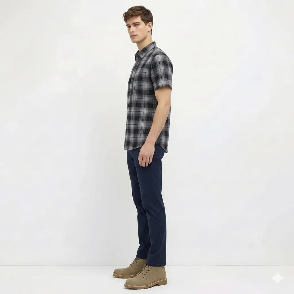 Men Black Checked Casual Shirt