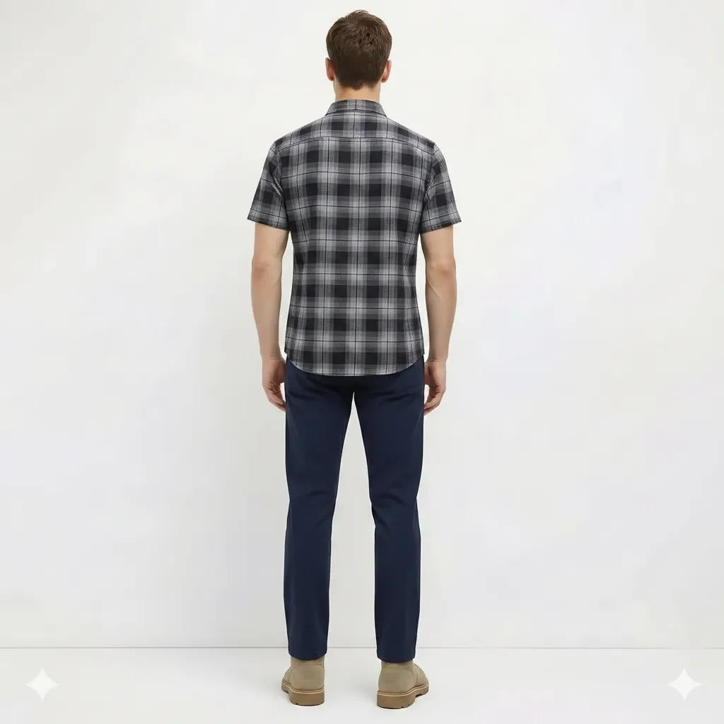 Men Black Checked Casual Shirt