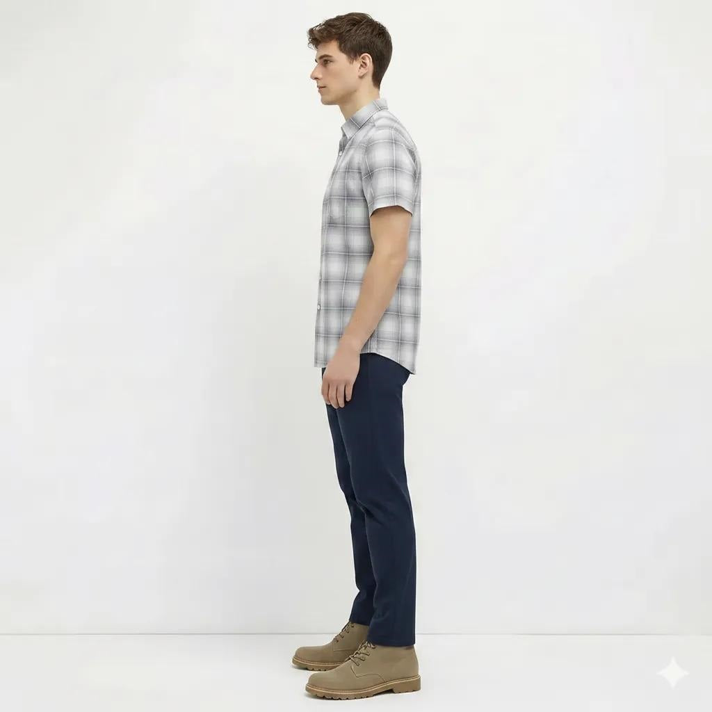 Men White Checked Casual Shirt