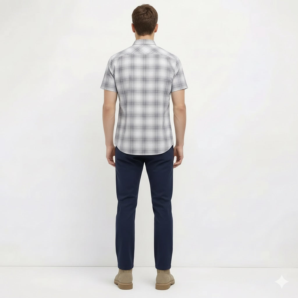 Men White Checked Casual Shirt