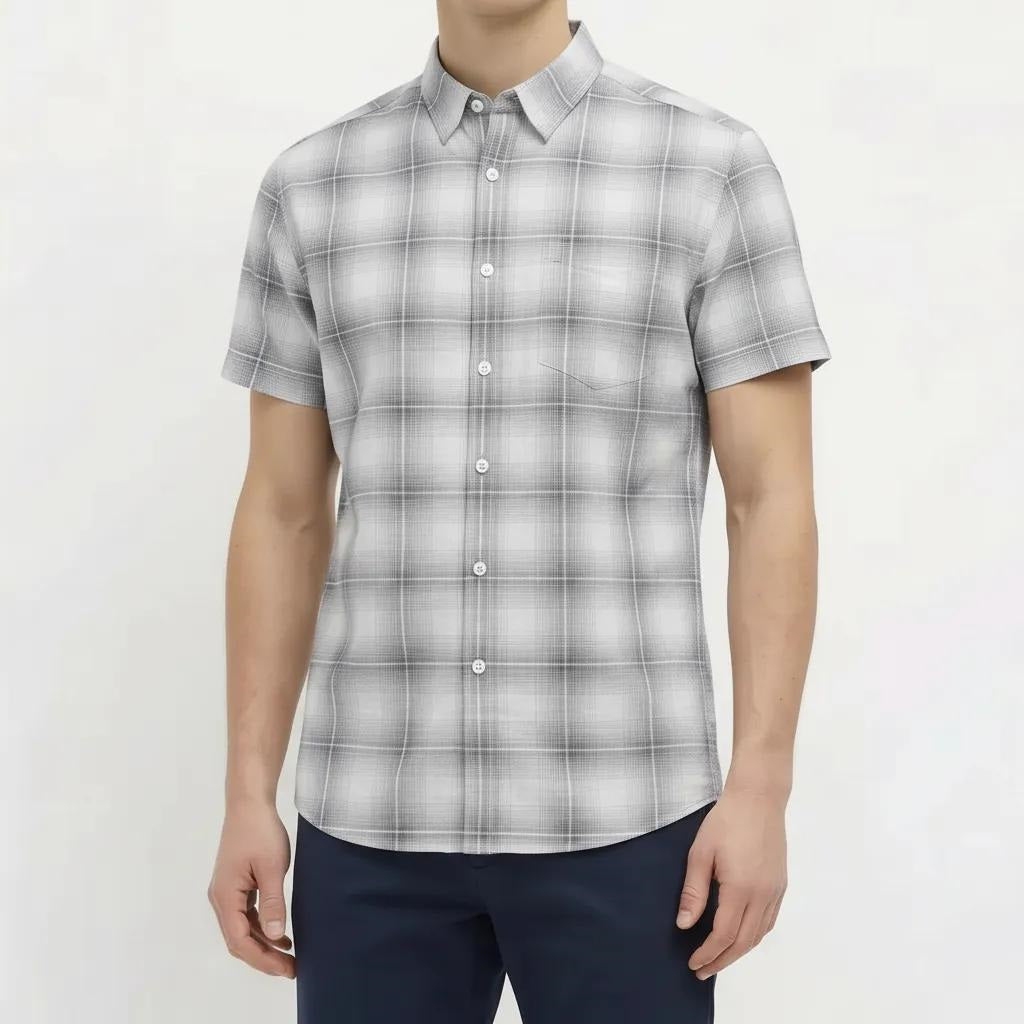 Men White Checked Casual Shirt