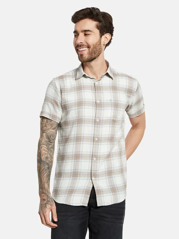 Mettle Opaque Checked Cotton Casual Shirt