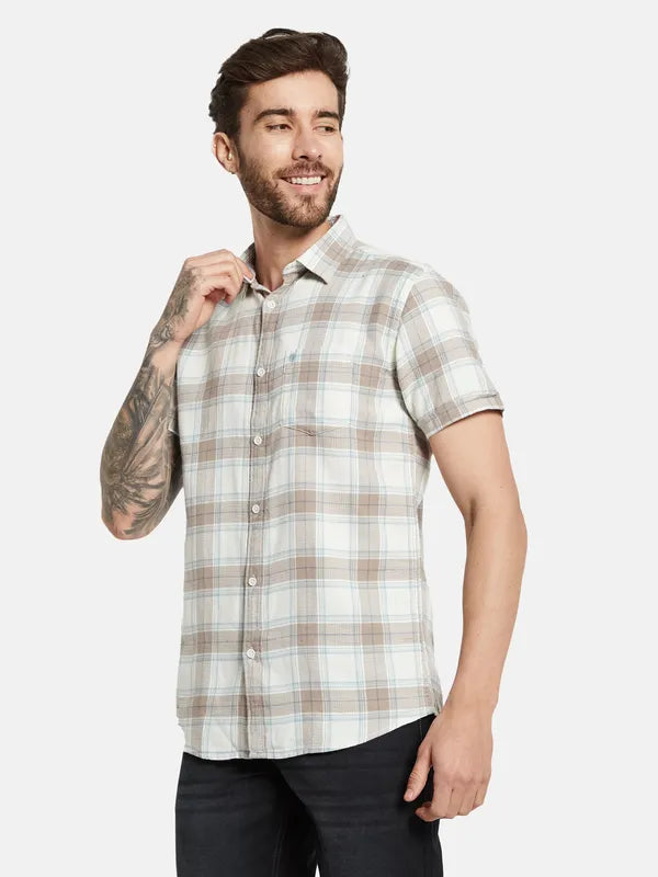 Mettle Opaque Checked Cotton Casual Shirt