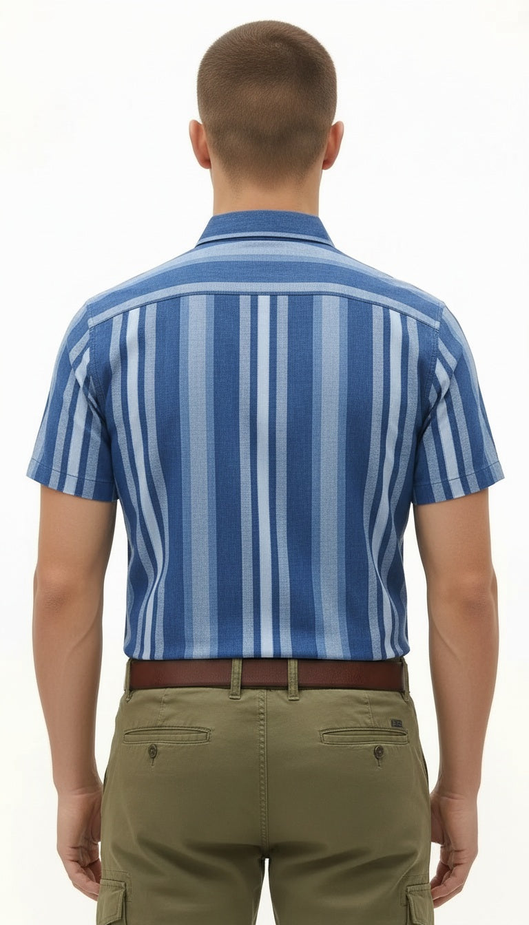 Men Denim Striped Casual Shirt