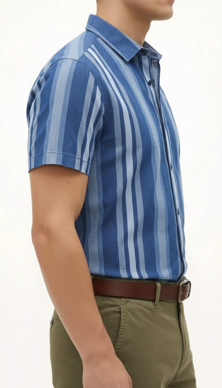 Men Denim Striped Casual Shirt