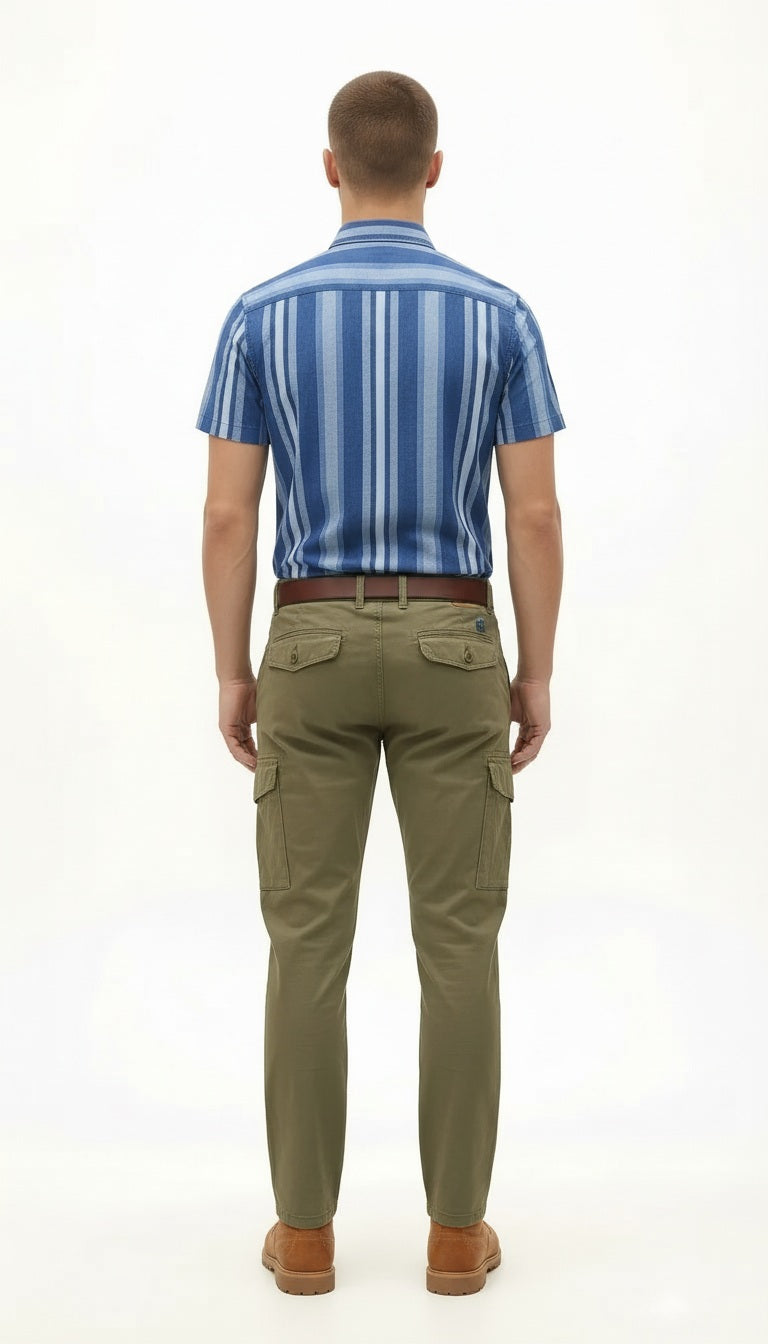 Men Denim Striped Casual Shirt