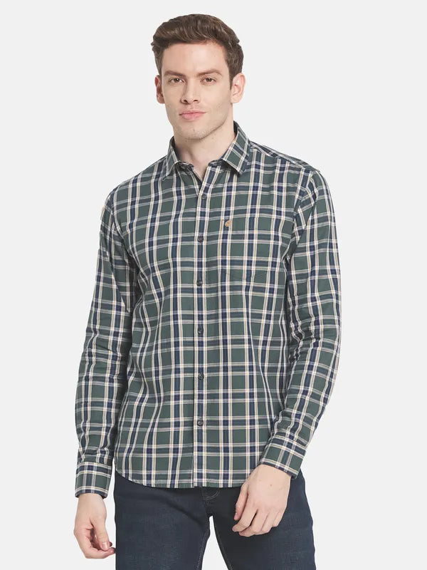 Men Grey Checked Casual Shirt