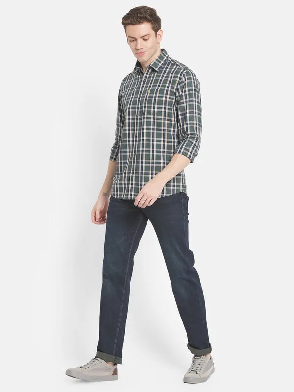 Men Grey Checked Casual Shirt