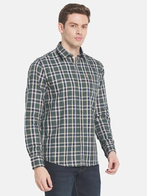 Men Grey Checked Casual Shirt