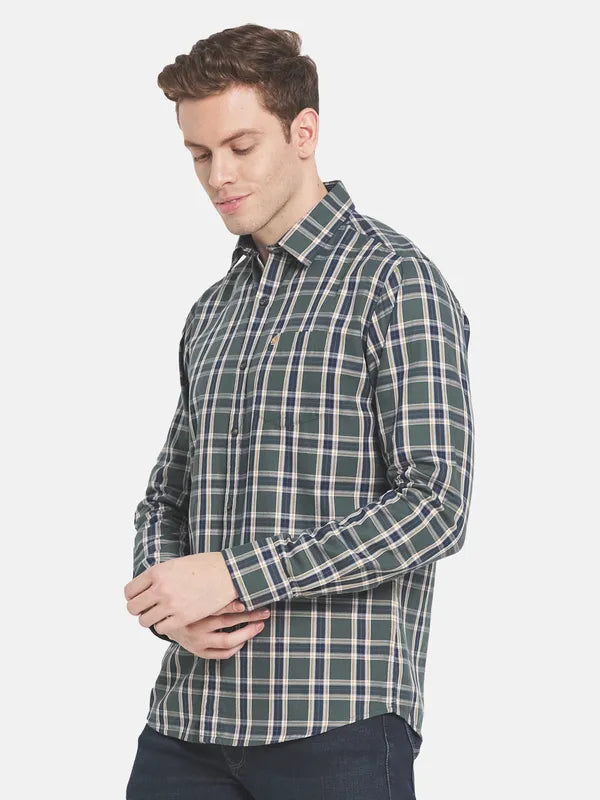 Men Grey Checked Casual Shirt