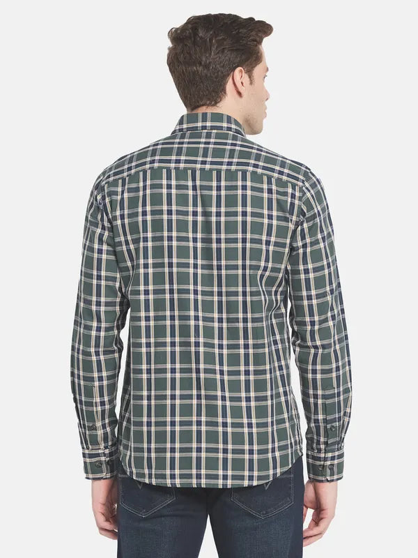 Men Grey Checked Casual Shirt