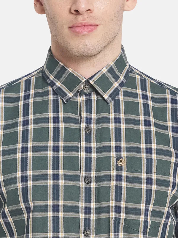 Men Grey Checked Casual Shirt