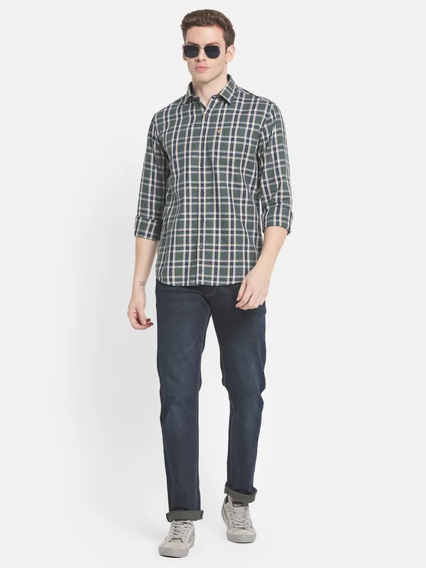 Men Grey Checked Casual Shirt