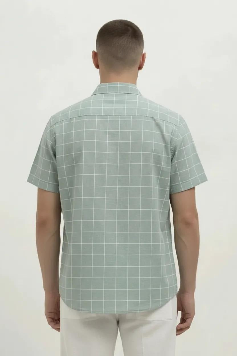 Men Fern Windowpane Checks Checked Casual Shirt