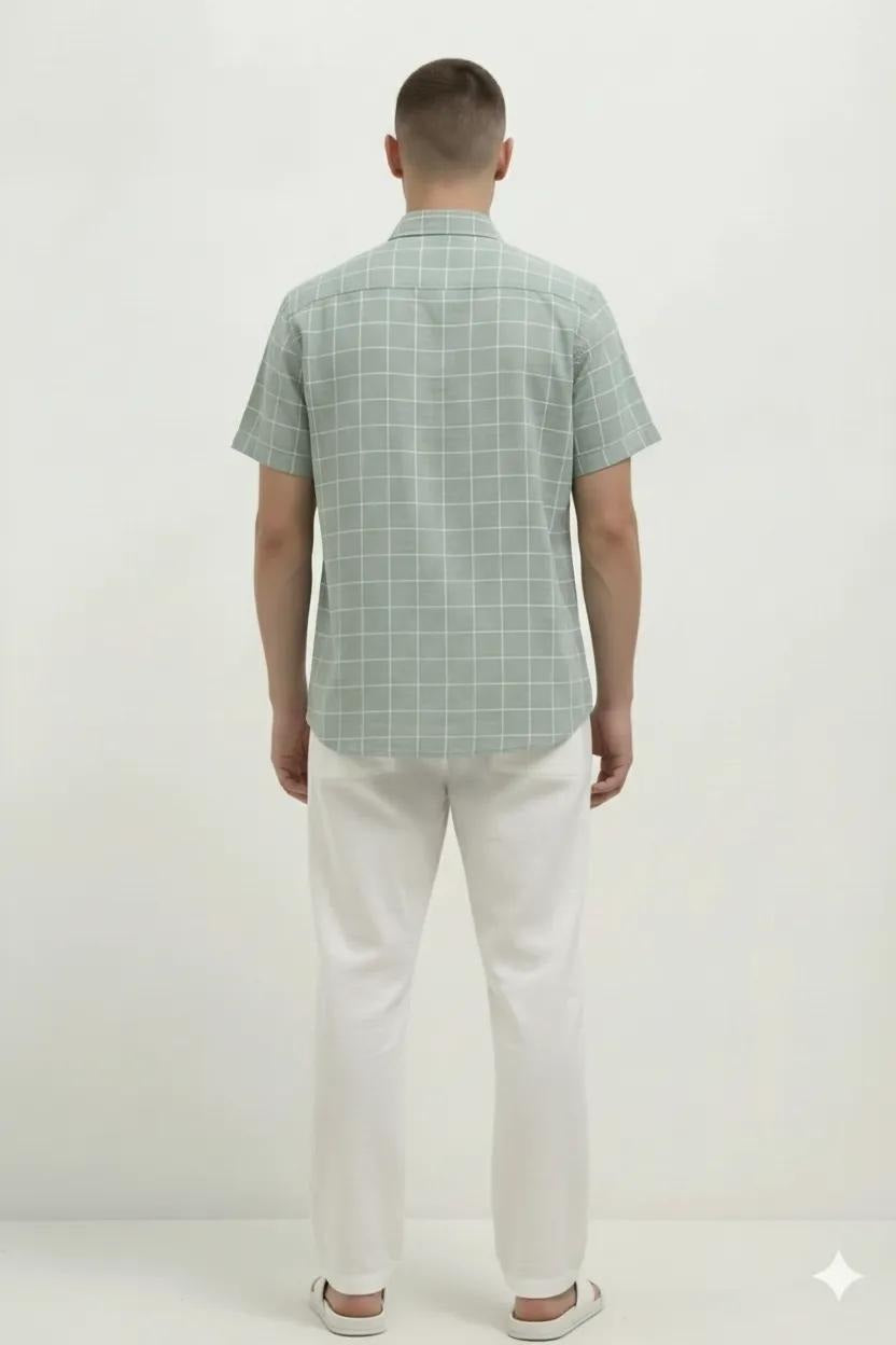 Men Fern Windowpane Checks Checked Casual Shirt