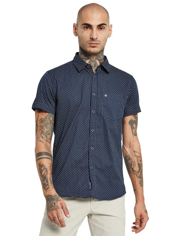 Mettle Geometric Printed Cotton Casual Shirt