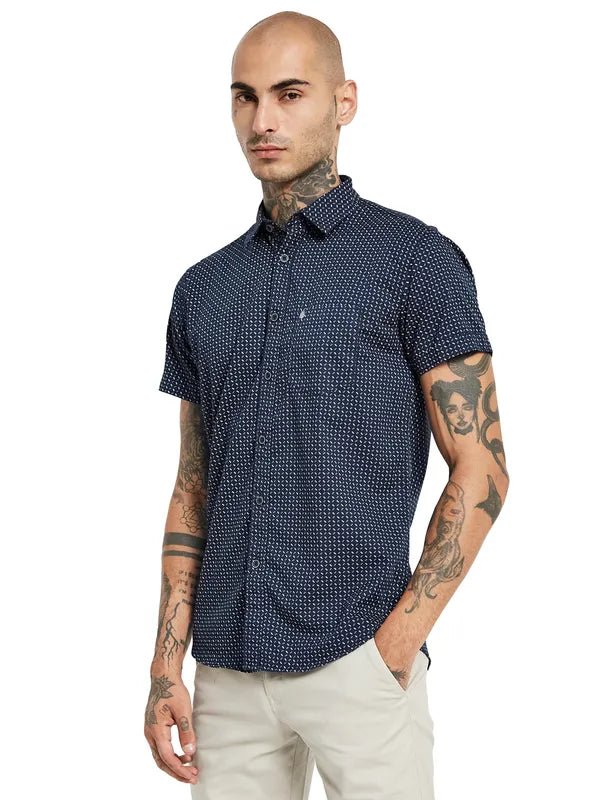 Mettle Geometric Printed Cotton Casual Shirt