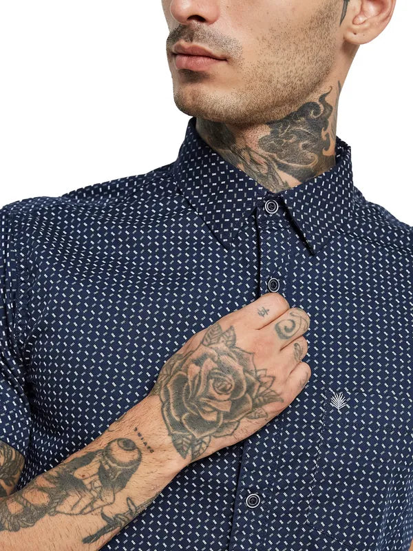 Mettle Geometric Printed Cotton Casual Shirt