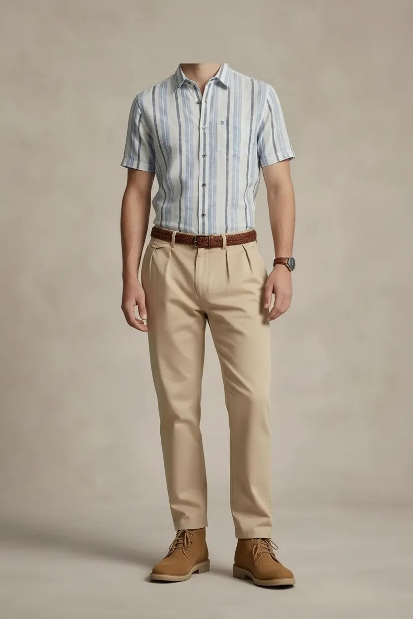 Men Sky Blue Multi Stripes Striped Casual Shirt